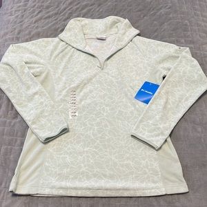 NWT Columbia Fleece Sweatshirt, Pullover, 1/4 Zip, Light Green, Floral, Size L